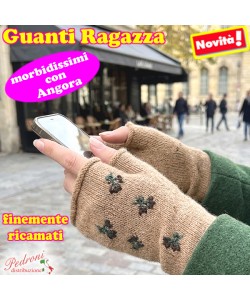 GUANTI RAGAZZA modello lavorato con " RICAMI " art.G7-9070 Taupe