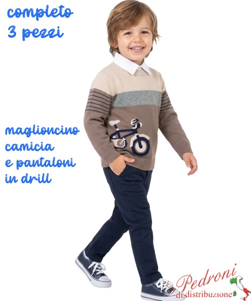 Completo neonato MG KIDS FM1275 BEIGE/blu 12/36...