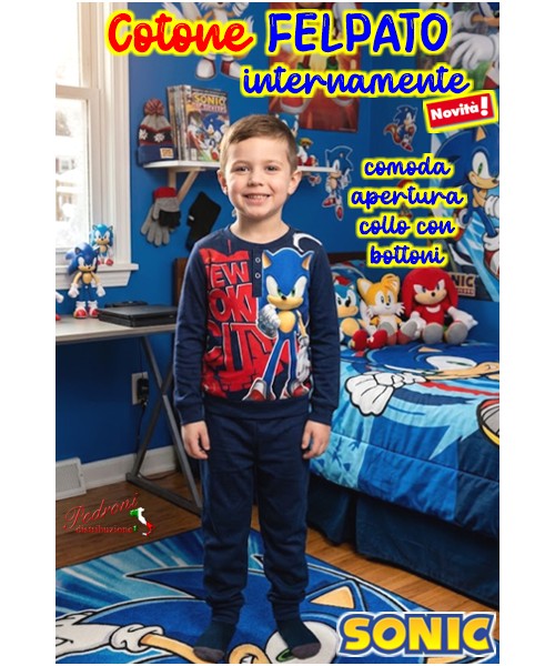 * PROMO FELPATO * SONIC Pigiama bambino 3/8...