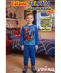 * PROMO FELPATO * SPIDERMAN Pigiama bambino 3/8 Anni SP2126 Bluette