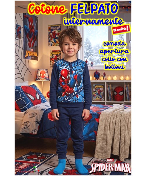* PROMO FELPATO * SPIDERMAN Pigiama bambino 3/8...