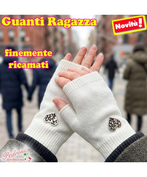 GUANTI RAGAZZA modello lavorato con " RICAMO...