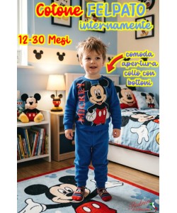 * FELPATO * Pigiama Neonato MICKEY 12-30 Mesi MIC-2222 Bluette