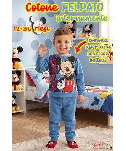 * FELPATO * Pigiama Neonato MICKEY 12-30 Mesi MIC-2222 Sky