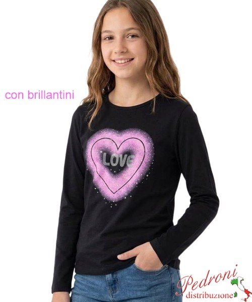 Maglia ragazza HOPE STAR GF2378 NERO 8/16 anni