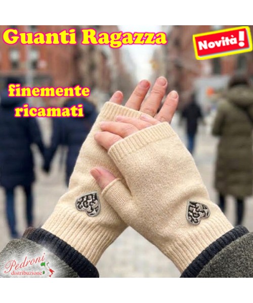 GUANTI RAGAZZA modello lavorato con " RICAMO...