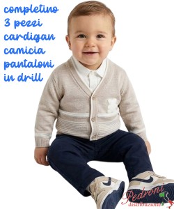 Completo neonato BABY GANG W8697 BEIGE/blu 3/18 mesi