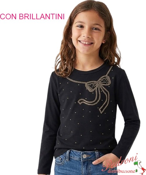 Maglia bambina PINK GIRL QZ202604 NERO 4/12 anni