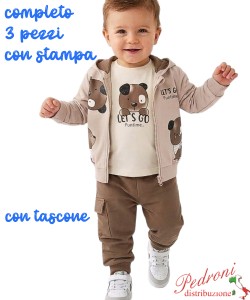 Tuta neonato MR JEK JA2734 BEIGE/cioccolato 3/24 mesi