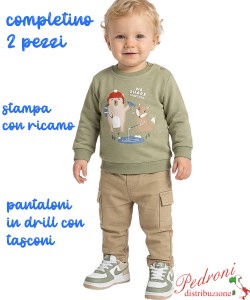 Completo neonato BABY GANG C9753 MUSCHIO/beige 3/18 mesi