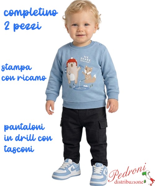 Completo neonato BABY GANG C9753 SKY/blu 3/18 mesi