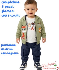 Completo neonato SMALL GANG S8470 MUSCHIO/blu 3/18 mesi