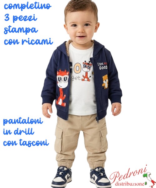 Completo neonato SMALL GANG S8470 BLU/beige...