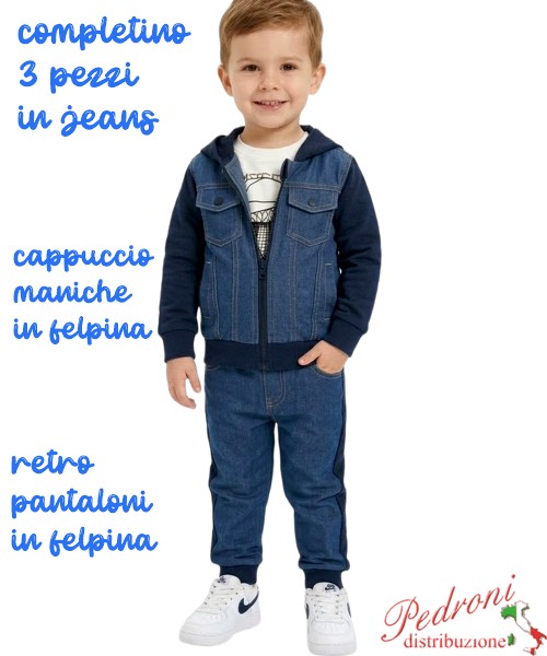 Completo neonato SMALL GANG S8491 JEANS/blu...