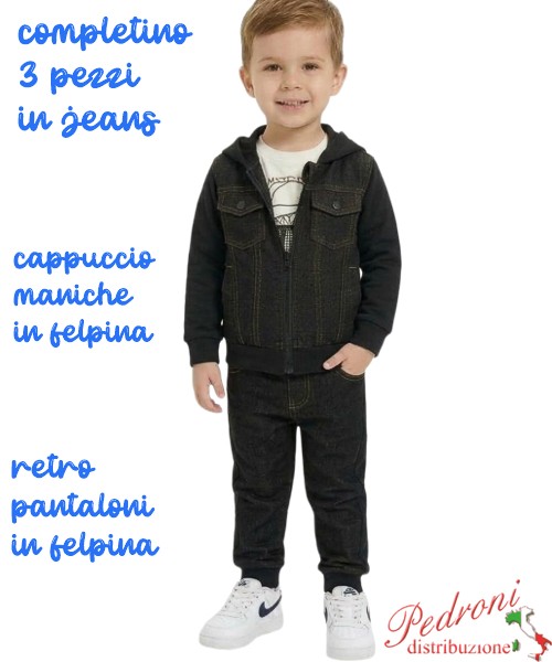 Completo neonato SMALL GANG S8491 JEANS/nero...