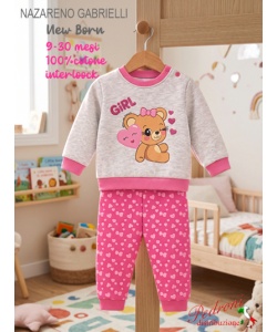 * NAZARENO GABRIELLI * Pigiama Neonata NG-2350/10 GREY tg.9/30 mesi