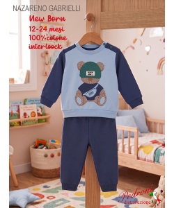 * NAZARENO GABRIELLI * Pigiama Neonato NG-2360/17 BLUE tg.12/24 mesi