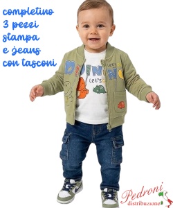 Completo neonato SMALL GANG S8466 MUSCHIO/jeans 3/18 mesi