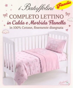 * FLANELLA * Completo LETTINO DISEGNATO B397 Rosa