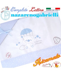 NAZARENO Completo LETTINO ricamato NG 101.36 Bianco/Cielo