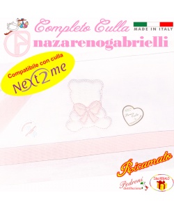 *NEX TO ME* Completo CULLA ricamato NG-3016 dis.30 Bianco/Rosa