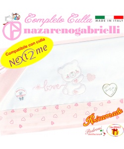*NEX TO ME* Completo CULLA ricamato NG-3016 dis.38 Bianco/Rosa