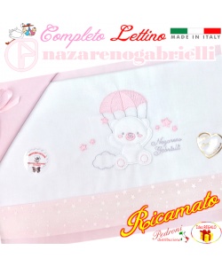 NAZARENO Completo LETTINO ricamato NG 101.36 Bianco/Rosa