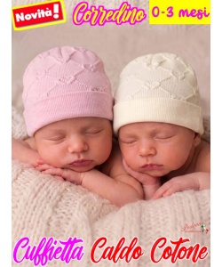 *CORREDINO* Cuffietta CALDO COTONE WSB8490 Latte-Rosa 0-3 Mesi