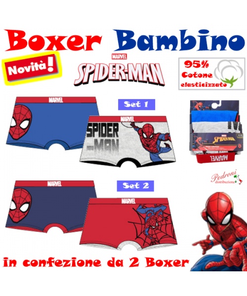 SPIDERMAN Boxer bambino COTONE Elasticizzato...