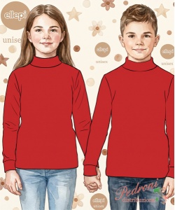ELLEPI Maglia lupetto m/l bambino/a CE7596 Rosso 3/14 anni Taglie a scelta