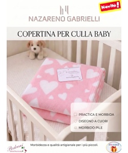 Copertina CULLA in PILE disegnata " CUORICNI " NG-442 ROSA