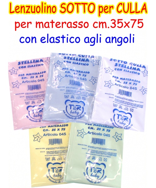 Lenzuolino SOTTO per CULLA con angoli Cm.35x75...