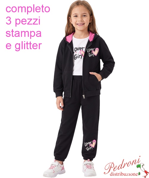 Completo bambina LOLLITOP H8480 NERO 4/12 anni