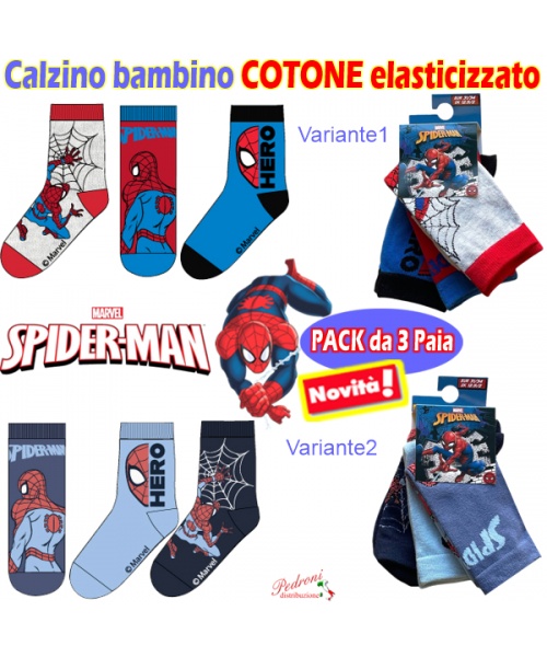 SPIDERMAN Calzino CORTO ELAST. bimbo SP60025...