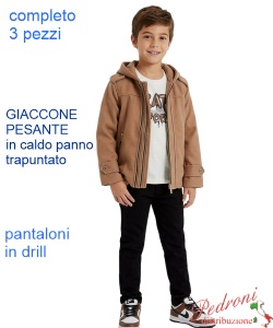 Completo con GIACCONE bambino MR BOYS MK487 CACAO/nero anni