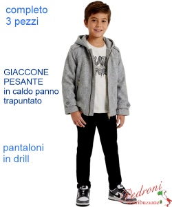 Completo con GIACCONE bambino MR BOYS MK487 GREY/nero anni