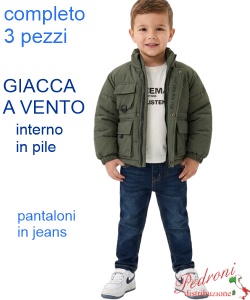 Completo con GIACCA a VENTO bambino MR BOYS MK455 BOSCO/jeans 2/6 anni