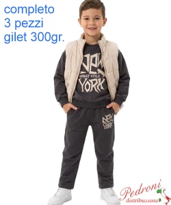 Completo bambino MR BOYS MK464 BEIGE/fango 4/12 anni