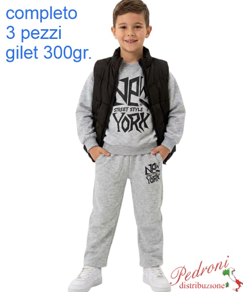 Completo bambino MR BOYS MK464 NERO/grey 4/12 anni