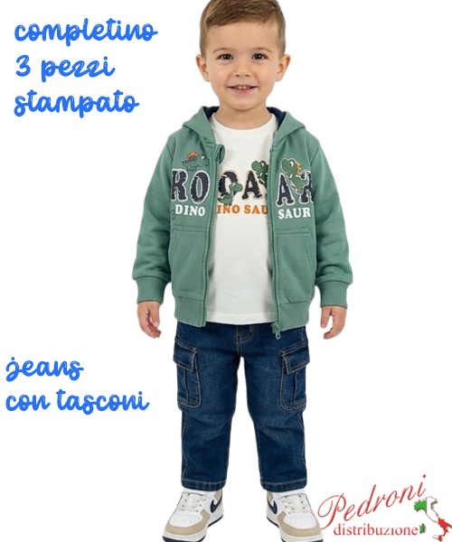 Completo neonato SMALL GANG S8489 GREEN/jeans...