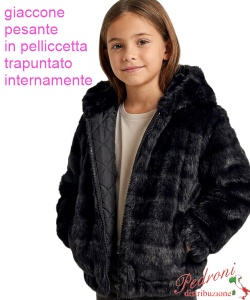 Giaccone in Pelliccetta bambina SWEET SR1151 NERO 4/12 anni