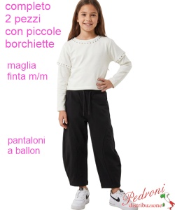Completo bambina YES C5029 LATTE/nero 4/12 anni