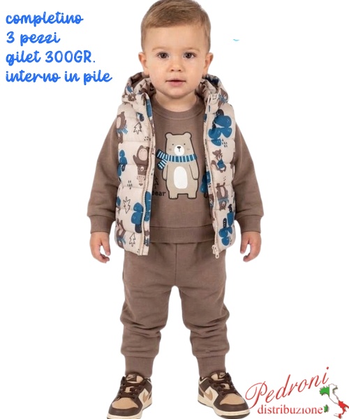 Completo neonato SWEET H868 BEIGE/cioccolata...