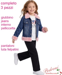 Completo bambina HOPE STAR AF2847 JEANS PINK/nero 4/12 anni