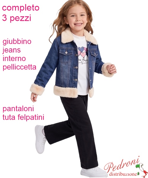 Completo bambina HOPE STAR AF2847 JEANS BEIGE/nero 4/12 anni