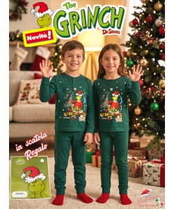 *PROMO NATALE* GRINCH Pigiama bambino/a CALDO COTONE 3/8 Anni