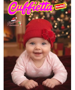 *NATALE* MAFER Cuffietta Neonata CALDO COTONE XNA9408 Rosso
