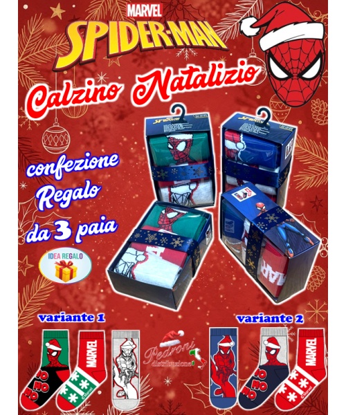 * NATALE SPIDERMAN * Calzino corto CALDO COTONE...