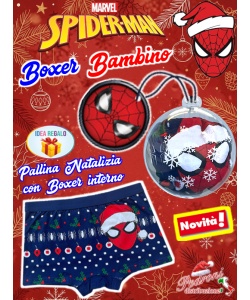 *NATALE SPIDERMAN* BOXER bambino COTONE elasticizzato SP30075 3/8 Anni