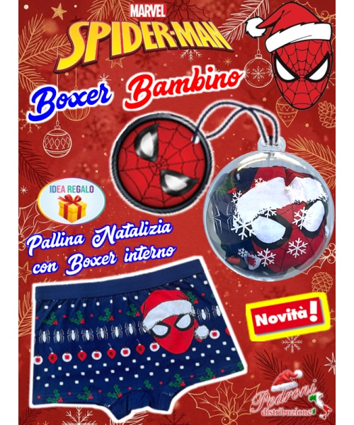 *NATALE SPIDERMAN* BOXER bambino COTONE...